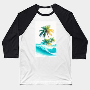 Entspannendes Strandfoto: Naturschönheit mit Wellen und Palmen Baseball T-Shirt